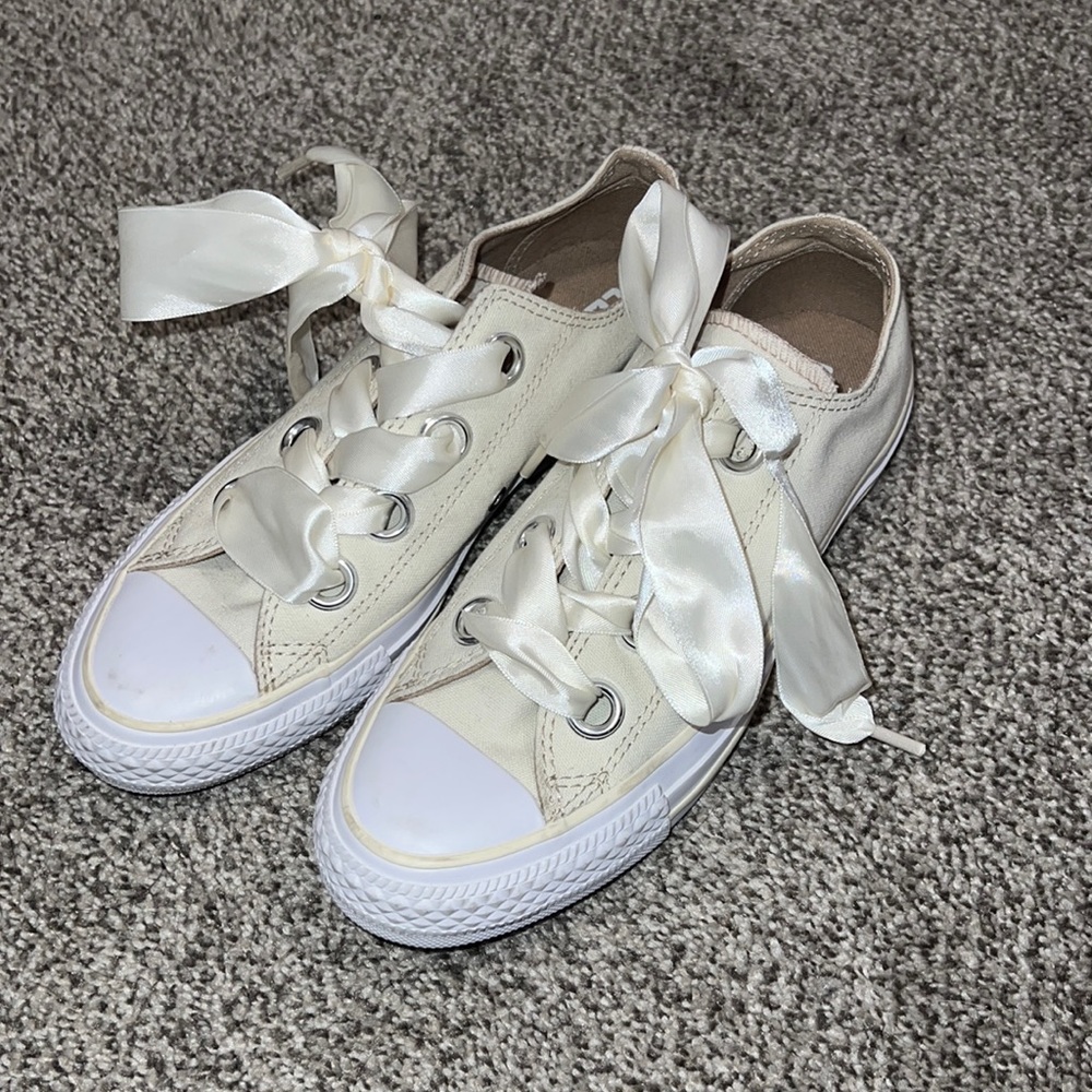 limited edition Converse with satin ribbon shoelaces